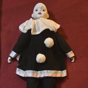 Classic Black and White Musical Clown Doll